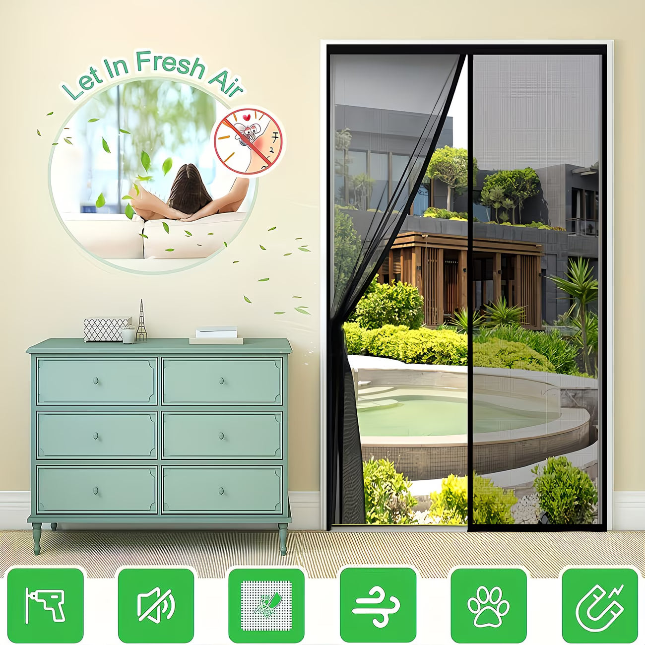 Magnetic Mesh Screen Door